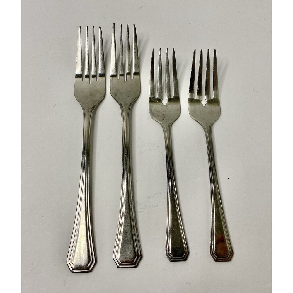 Rogers Co Oneida Pattern Lido Stainless Salad Forks 2 & Dinner Forks 2